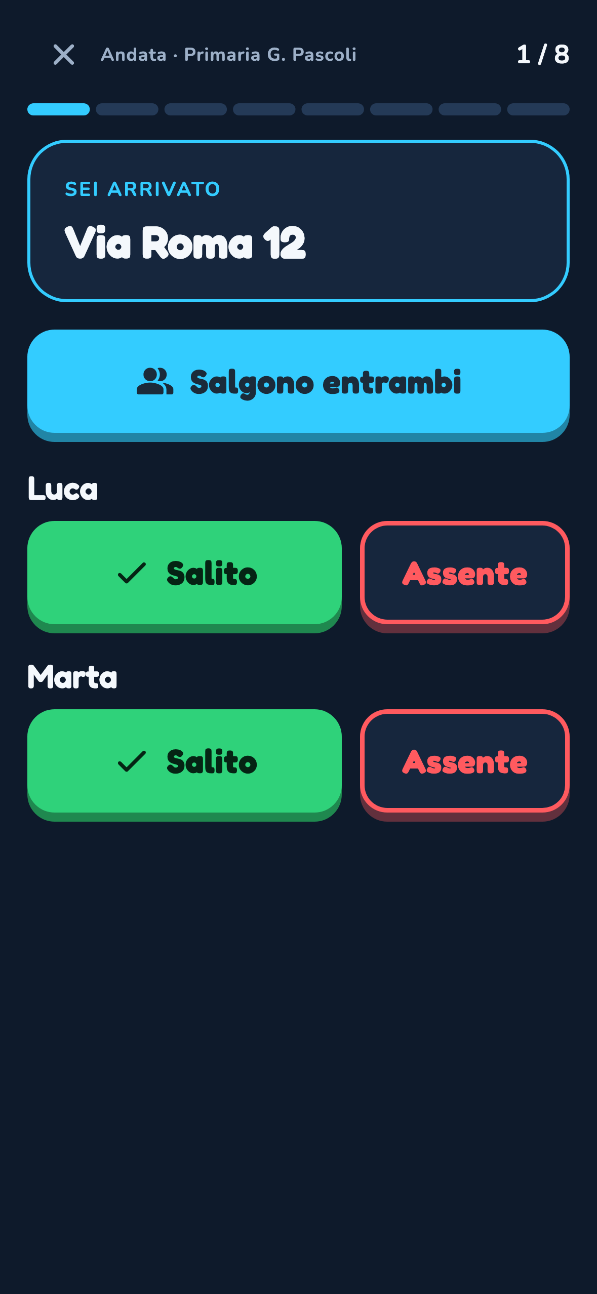 App autista: all'arrivo, due pulsanti per bambino